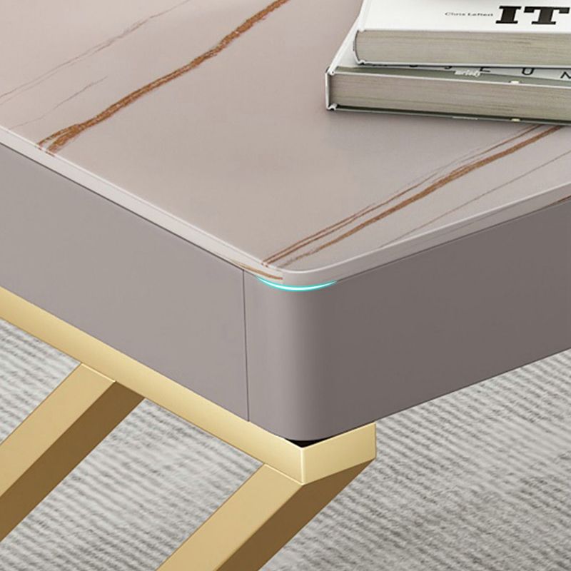 29.25 "H Classic Glam Office Desk Curved Shape Stone Writing Desk