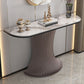 16 Inch Wide Accent Table Modern Style Stone Half Moon Console Table for Hall