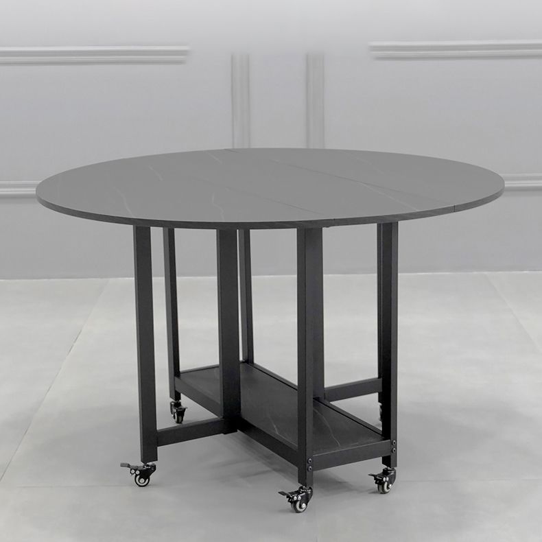 Foldable Wooden Top Table Extendable Round Table in Black (only table) Clearhalo ' dining_table' 'Dining Tables & Seating' 'Dining Tables' 'Furniture' 'furniture_dining_table' 'Kitchen & Dining Furniture' 'kitchen&dining_furn' 'kitchen' 'kitchen_dining_table' 1200x1200_c374c91d-4b40-4e3a-8072-313b5688aab2