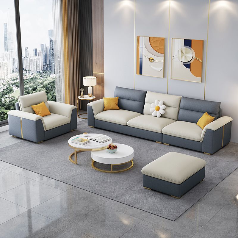 Glam 3/4 Seater Faux Leather Pillow Top Arm Sofa for Living Room