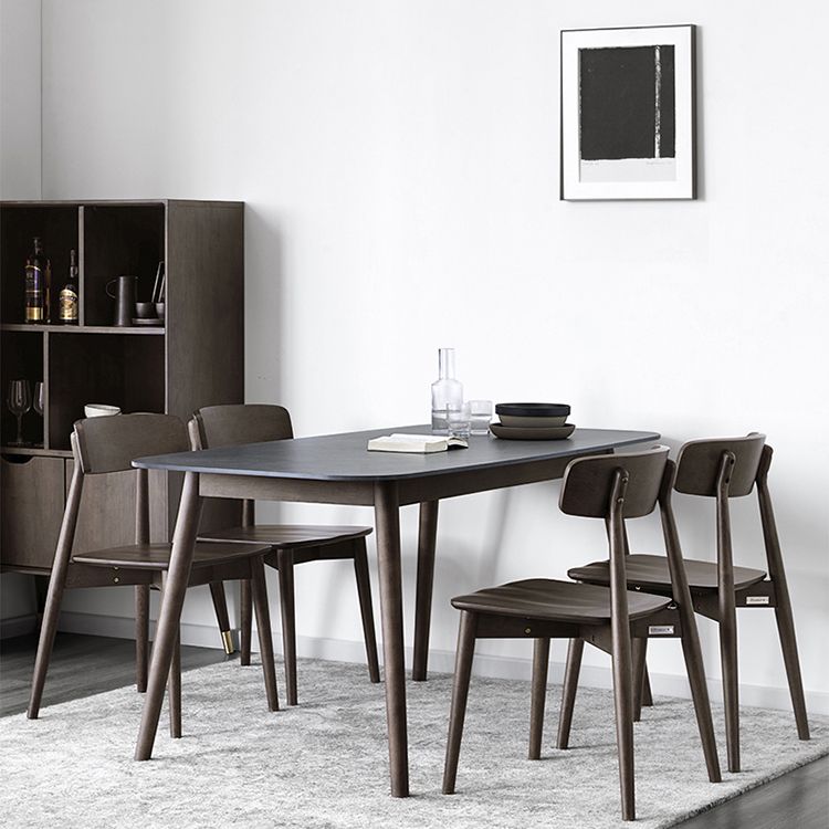 Stone Top Dining Table Mid-Century Modern Dining Table with 4 Brown Legs Clearhalo 'Dining Tables & Seating' 'Dining Tables' 'dining_table' 'Furniture' 'furniture_dining_table' 'Kitchen & Dining Furniture' 'kitchen' 'kitchen_dining_table' 1200x1200_c3753ee7-5177-4afa-99b2-5ad15362a9ad