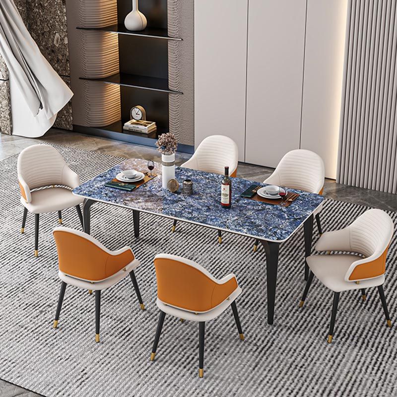 Black Iron 4 Legs Dining Site Table Industrial Stone Top Rectangle Dining Table Clearhalo 'Dining Tables & Seating' 'Dining Tables' 'dining_table' 'furn' 'furn_dining_table' 'Furniture' 'furniture_dining_table' 'Kitchen & Dining Furniture' 1200x1200_c375d28c-772d-42c0-928c-796260d01342