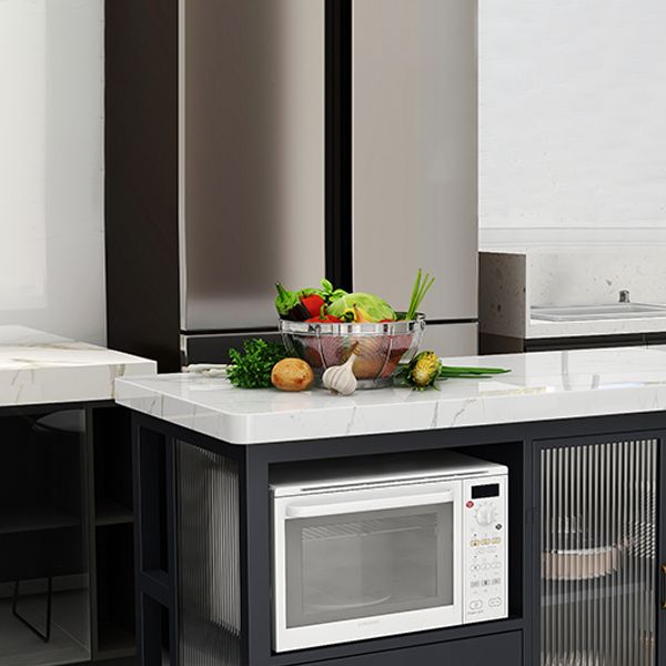 Tavolo di preparazione in marmo con tavolo dell'isola rettangolo di stoccaggio per camera da cucina