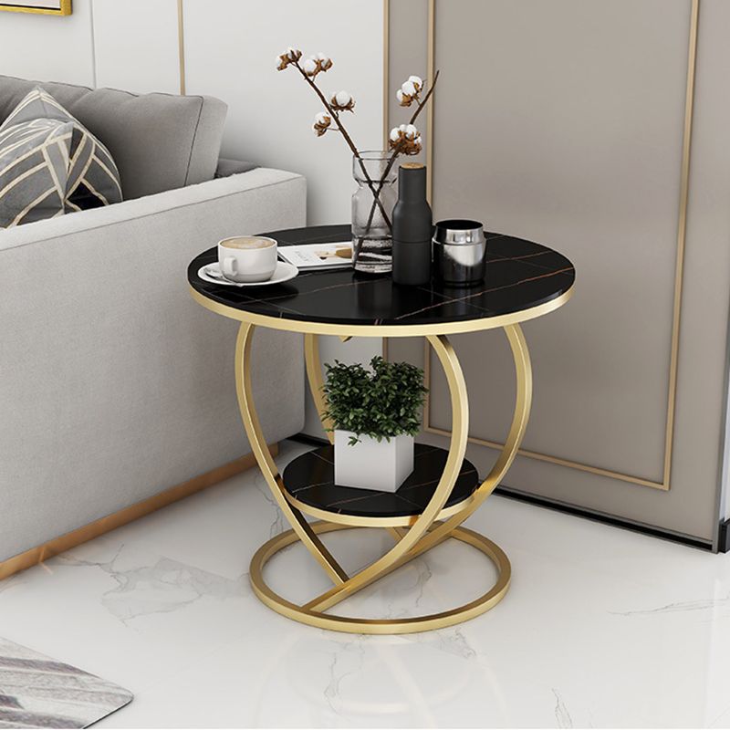 Luxury Marble Round Accent Side Table Abstract Metal Frame End Table with Shelf Clearhalo 'Coffee & Accent Tables' 'End & Side Tables' 'end_side_table' 'end_side_tables' 'furn' 'furn_end_side_tables' 'Furniture' 'furniture_end_side_table' 'Living Room Furniture' 1200x1200_c376fee4-2690-485e-babe-5c03f9d64ffd