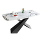 Contemporary White Rectangular Stone Dining Table with Steel X-Base