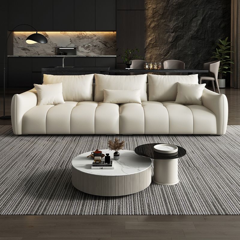 Contemporary Solid Color Pillow Back Square Arm Sofa For Living Room