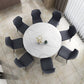 Stone Modern Round Table Standard Height Dining Room Table with Pedestal Base