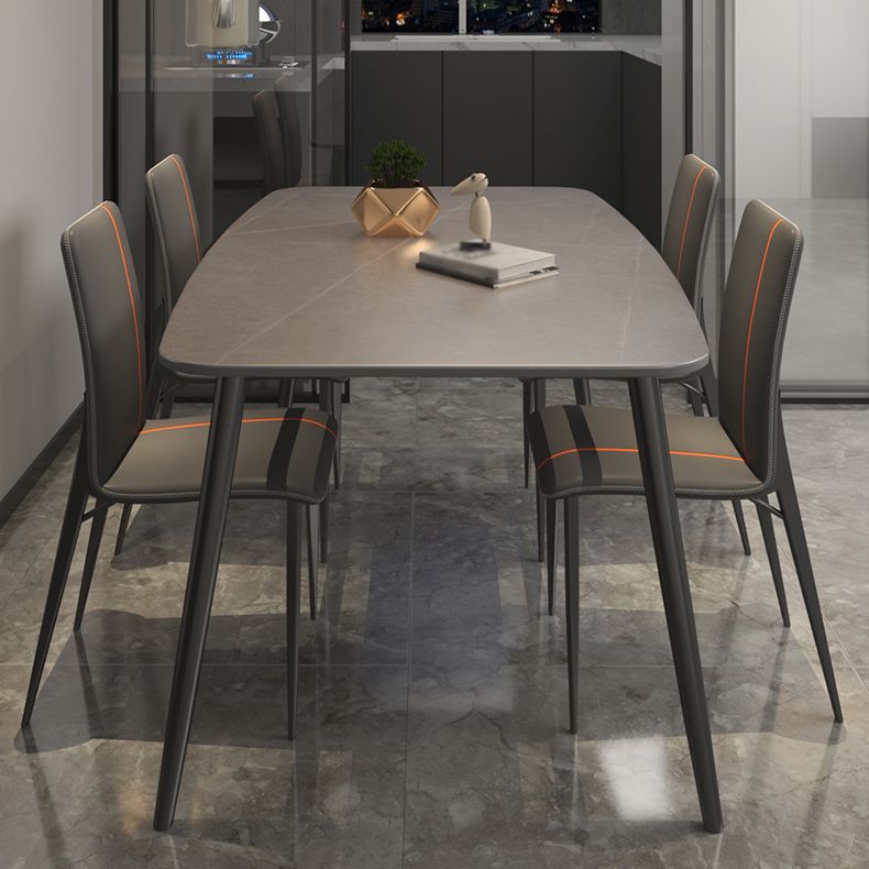 Sintered Stone Indoor Table in Grey Industrial Kitchen Table with 4 Legs Clearhalo 'Dining Tables & Seating' 'Dining Tables' 'dining_table' 'furn' 'furn_dining_table' 'Furniture' 'furniture_dining_table' 'Kitchen & Dining Furniture' 'kitchen' 'kitchen_dining_table' 1200x1200_c3794a68-33c2-4ab2-9f98-406b482d7555