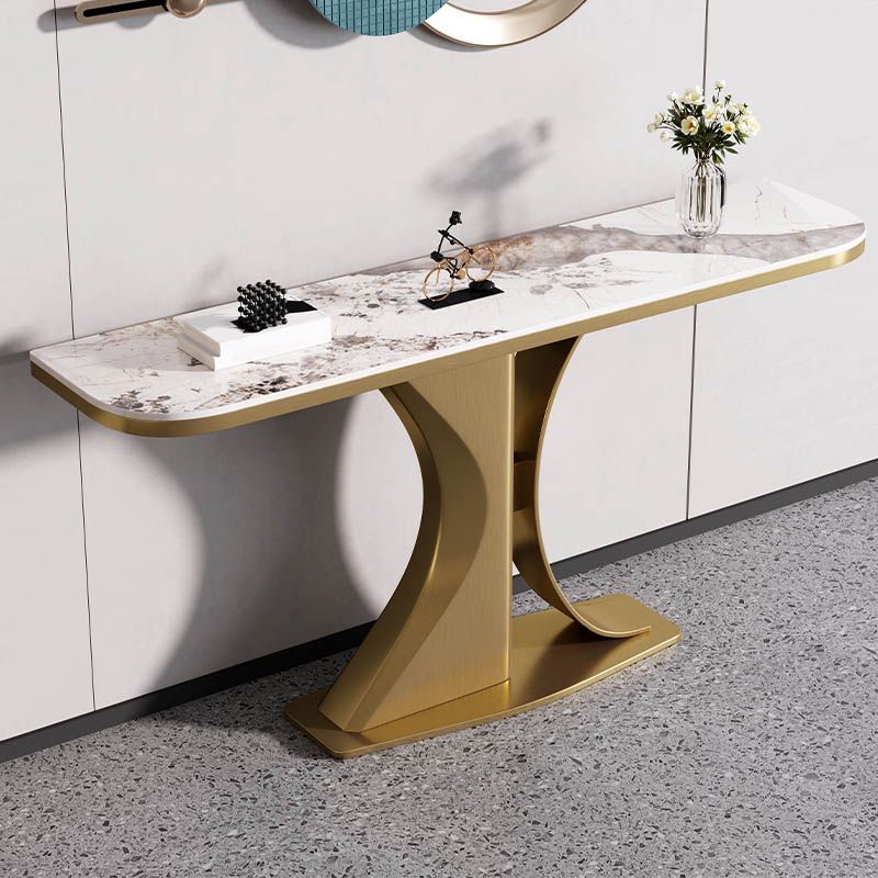 Tavolino moderno console a mezza luna tavolino in oro/grigio