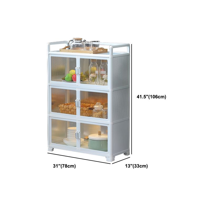 White Metal Sideboard with Glass Doors Modern Indoor Dining Server with Cabinets Clearhalo 'buffet_sideboard' 'Buffets & Sideboards' 'furn' 'furn_buffet_sideboard' 'Furniture' 'Kitchen & Dining Furniture' 1200x1200_c37c6849-a8c0-4943-91e7-0344b43f9f6f