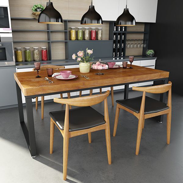 Industrial Brown Dining Table Rectangle Shape Solid Wood Dining Table with Double Pedestal Bases Clearhalo ' dining_table' 'Dining Tables & Seating' 'Dining Tables' 'furn' 'furn_dining_table' 'Furniture' 'furniture_dining_table' 'Kitchen & Dining Furniture' 'kitchen&dining_furn' 'kitchen' 'kitchen_dining_table' 1200x1200_c37cf376-00b3-4d9d-af4a-ac2ba10511e1