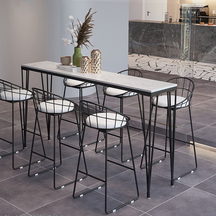 Modern Marble Pub Table with Rectangle Table Top Black Legs Table - 42" H Clearhalo 'Bar Furniture' 'Bar Tables' 'bar_tables' 'furn' 'furn_bar_tables' 'Furniture' 'furniture_bar_tables' 'Kitchen & Dining Furniture' 1200x1200_c37d68b4-145b-43a9-b079-1283c4f2e27e