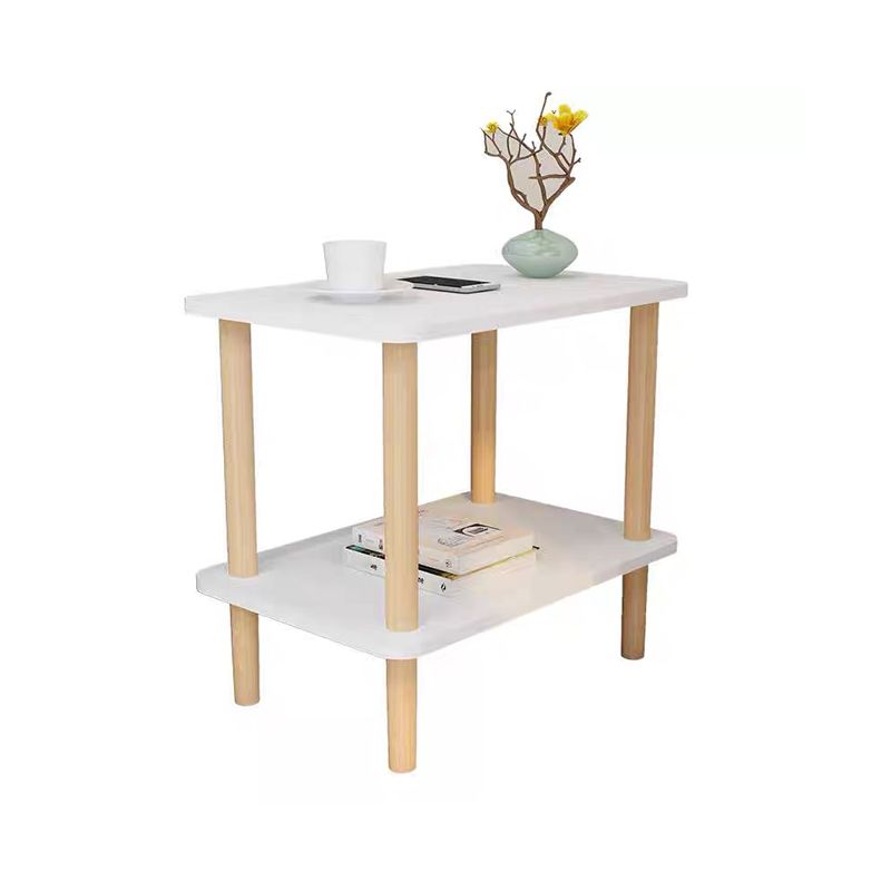 Cocktail Table Artificial Wood White/black/wood/red Square Coffee Table