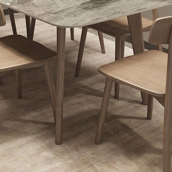 Tavolo da pranzo in stile shaker rettangolo 4 gambe marroni in legno massiccio tavolo da pranzo