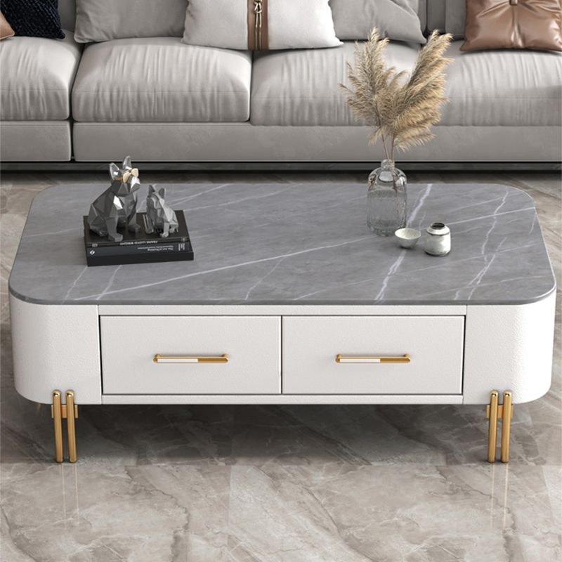 Slate Rectangular Coffee Table 4 Legs Single Coffee Table with 2 Drawers Clearhalo 'Coffee & Accent Tables' 'Coffee Tables' 'coffee_tables' 'furn' 'furn_coffee_tables' 'Furniture' 'Living Room Furniture' 1200x1200_c37f53aa-9fa4-4d38-890c-1c517d4c7dc8