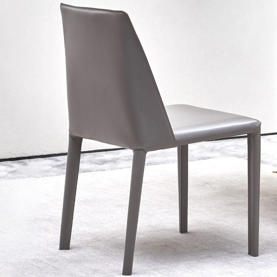 Sillas de comedor sin brazo de cuero sintética silla de comedor moderna para casa