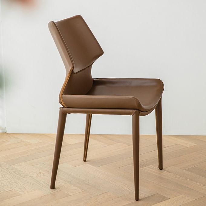 Modern Simple Side Chair Faux Leather Armless Dining Chair for Home Use