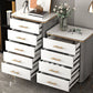 Glam White Vertical Stone Storage Chest Bedroom Chest with Drawers