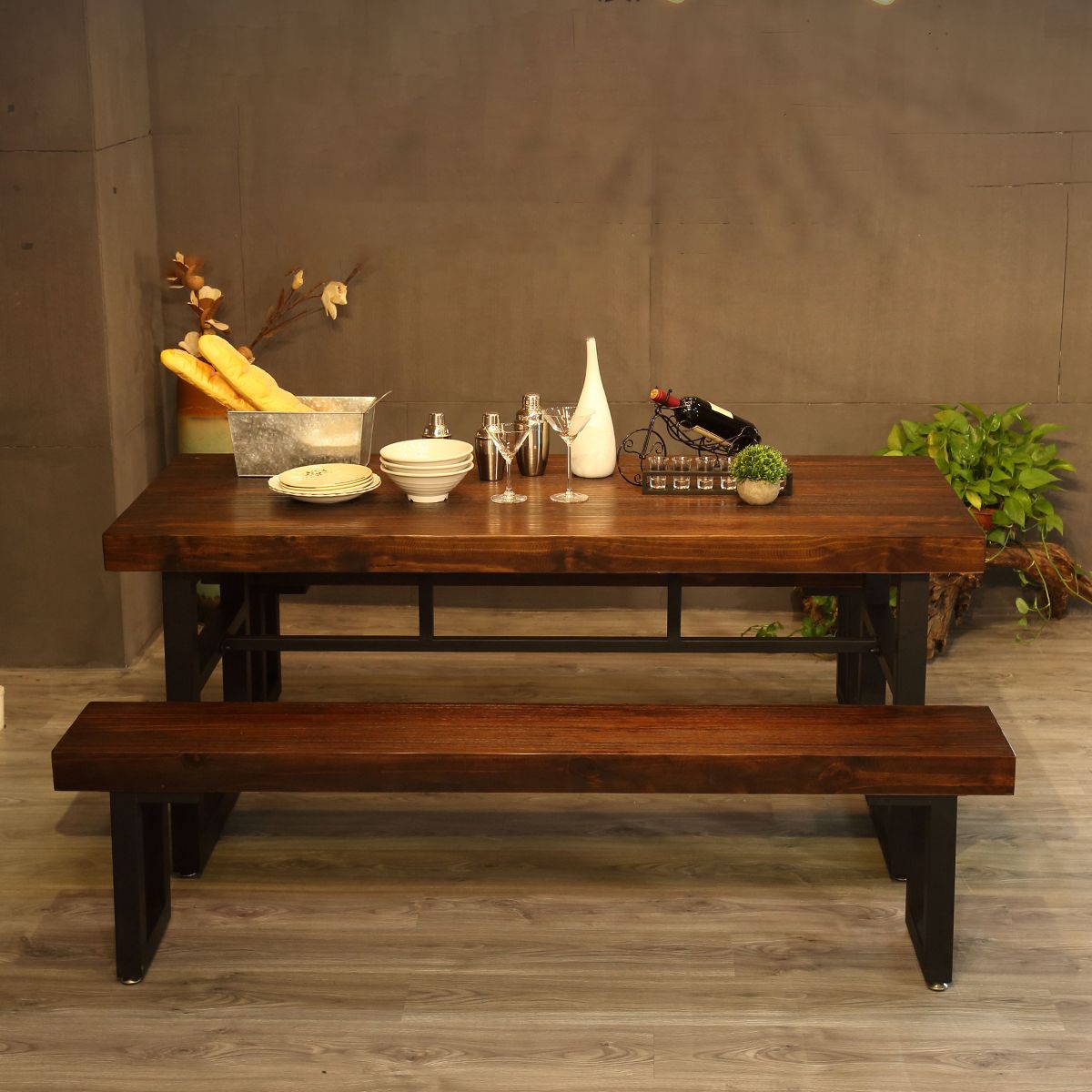 Industrial Style Solid Wood Dining Table Brown Rectangle Table with Trestle Base for Dinning Room Clearhalo ' dining_table' 'Dining Tables & Seating' 'Dining Tables' 'furn' 'furn_dining_table' 'Furniture' 'furniture_dining_table' 'Kitchen & Dining Furniture' 'kitchen&dining_furn' 'kitchen' 'kitchen_dining_table' 1200x1200_c3846061-3d23-41db-8ce8-eb93235eebd4