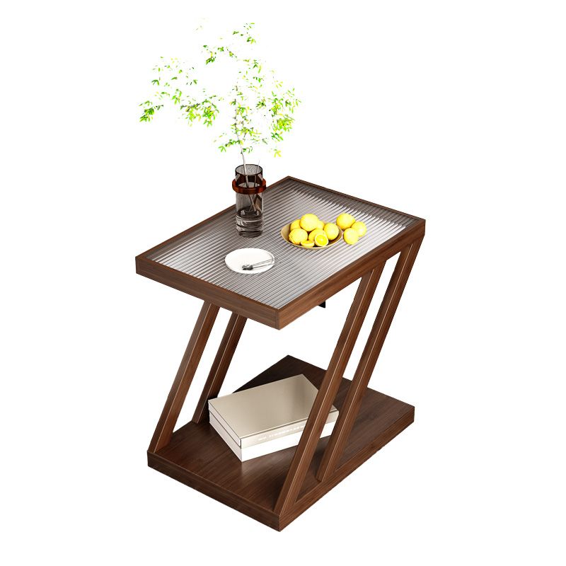 Rettangolare in legno in legno in vetro contemporaneo con tavolino