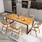 Rectangle Dining Table Contemporary Style Solid Wood Brown Dinner Table