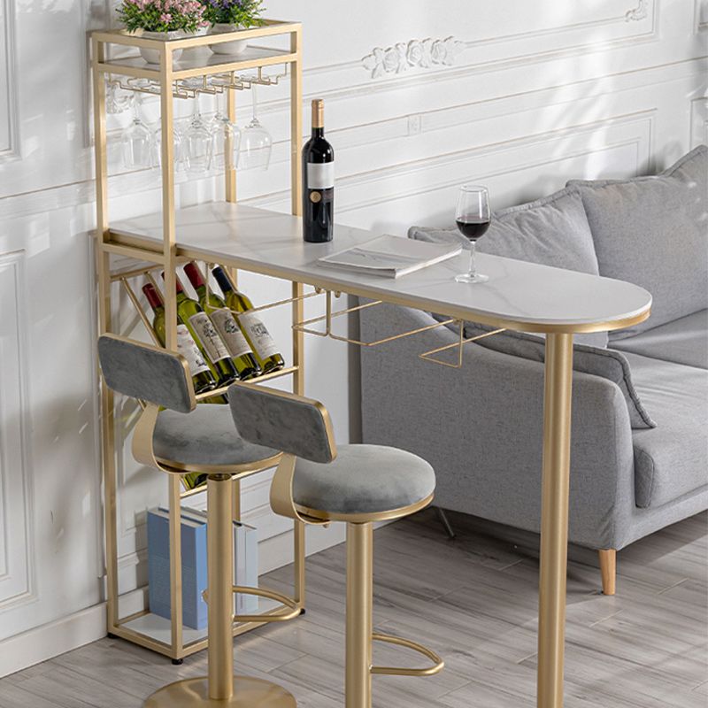 Glam Style Storage Bar Table 42-inch Height Stone Top Pub Table Clearhalo 'Bar Furniture' 'Bar Tables' 'bar_tables' 'furn' 'furn_bar_tables' 'Furniture' 'Kitchen & Dining Furniture' 1200x1200_c3876dc7-cb9a-4e19-b118-af8169754a7a