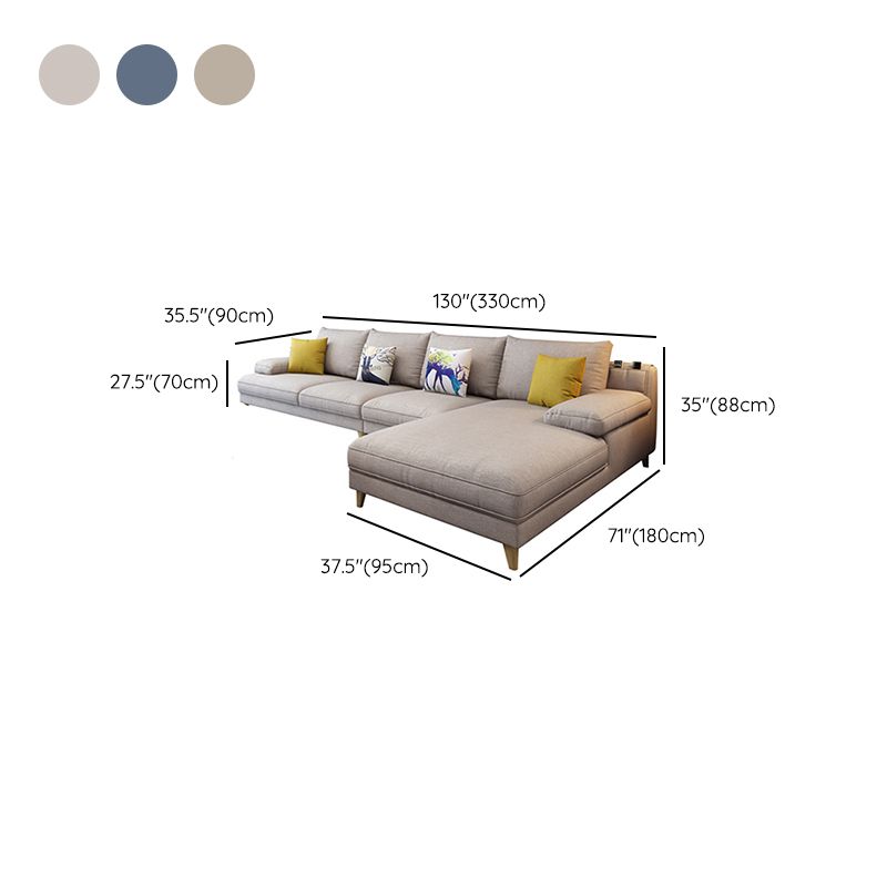 4-seater L-shape Sectional Fabric Pillow Top Arm Sectional with Pillows Clearhalo 'furn' 'furn_sectionals' 'Furniture' 'Living Room Furniture' 'Sectionals' 1200x1200_c387a09a-7514-4bac-a1eb-adab7c40c580