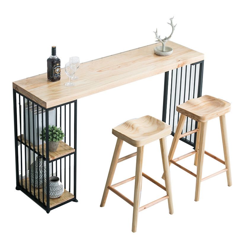 Natural Bar Table Set Industrial 1/3 Pieces Rectangle Solid Wood Counter Table Set Clearhalo 'Bar Furniture' 'furn' 'furn_home_bar_bar_sets' 'Furniture' 'Home Bars & Bar Sets' 'home_bar_bar_sets' 'Kitchen & Dining Furniture' 1200x1200_c389299b-60cd-46d4-ae70-607a2b76a4d1