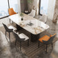 Modern Rectangle Stone Top Dining Table Double Pedestal Dining Table Clearhalo 'Dining Tables & Seating' 'Dining Tables' 'dining_table' 'furn' 'furn_dining_table' 'Furniture' 'Kitchen & Dining Furniture' 1200x1200_c389835f-eed1-47e0-bf16-e2ad7b52bbb5
