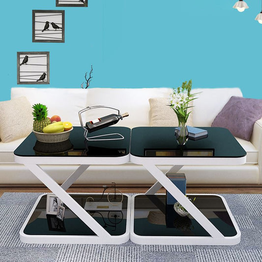 Tavolo d'angolo in vetro nero/nero 19,69 "tavolo di fascia alta con conservazione