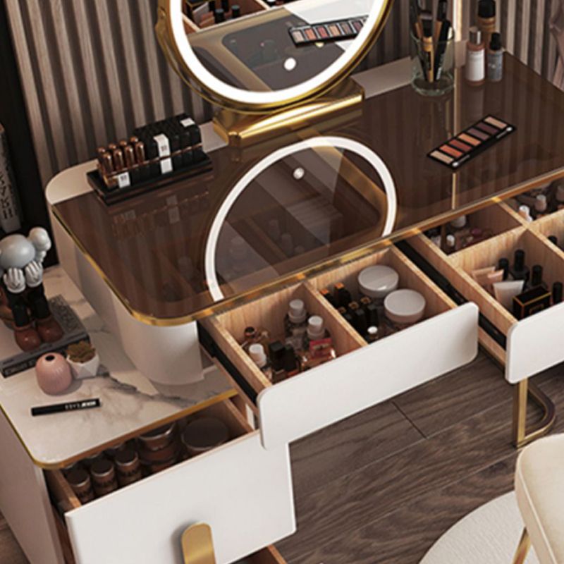 Glam Glass Bedroom Vanity Desk 4 Drawer Vanity Dressing Table Clearhalo 'Bedroom Furniture' 'furn' 'furn_makeup_vanities' 'Furniture' 'Makeup Vanities' 'makeup_vanities' 1200x1200_c38e092c-5f15-4211-8ae8-88e22c71d795