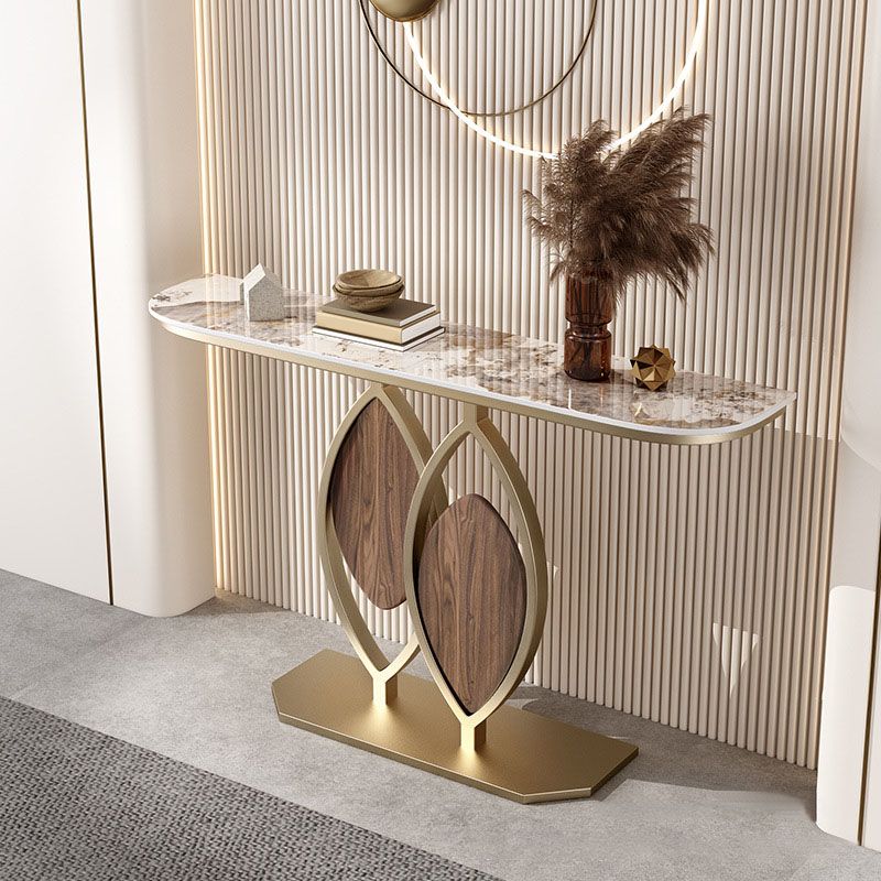 Mesa de acento de hierro glamoroso Media mesa de sofá de piedra de luna para Hall para Hall