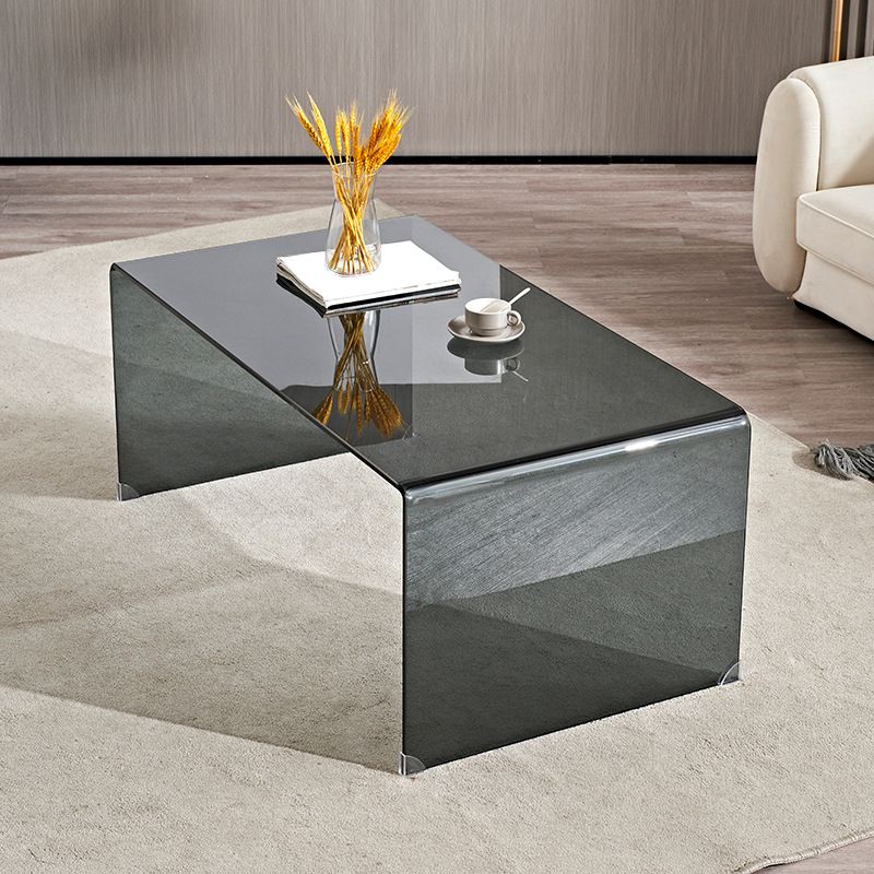 Sled Single Coffee Table Glass Modern Black/White Open Shelf Cocktail Table Clearhalo 'Coffee & Accent Tables' 'Coffee Tables' 'coffee_tables' 'furn' 'furn_coffee_tables' 'Furniture' 'furniture_coffee_tables' 'Living Room Furniture' 1200x1200_c38e3cf6-5b84-48f9-b0ae-020d202fa3a6