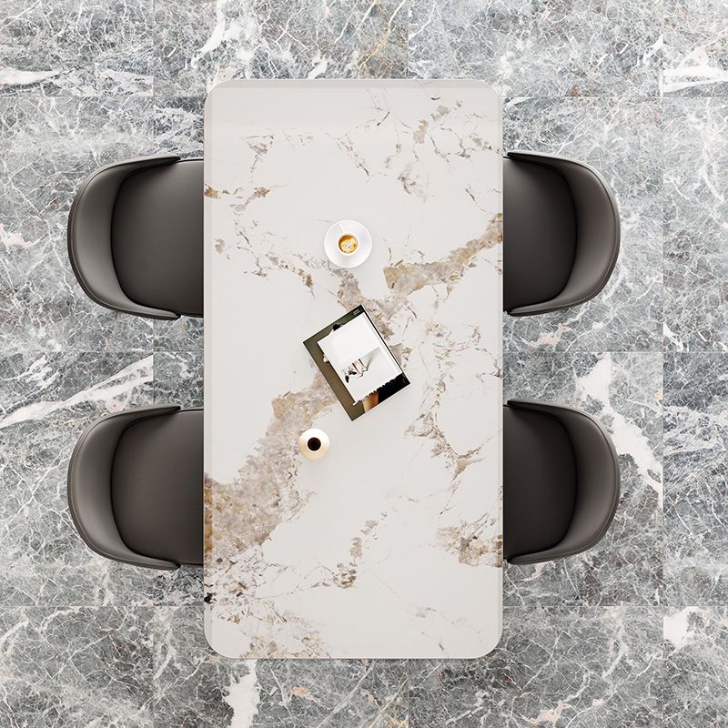 Juego de muebles de comedor nórdicos, mesa rectangular de piedra sinterizada, sillas sin brazos, 1/2/5/7 piezas
