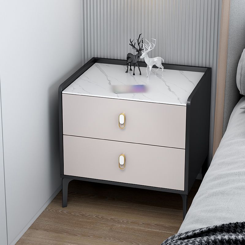 20 "H Stone Top Night Tisch moderne 2-DRAWER-Aufbewahrungsbeine inklusive Betten Nachttisch