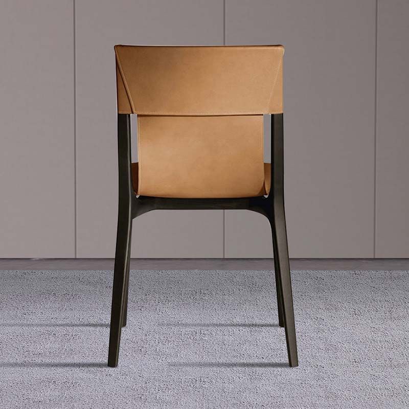 Faux Leather Kitchen Dining Side Chair Armless Dining Chair with Wood Legs