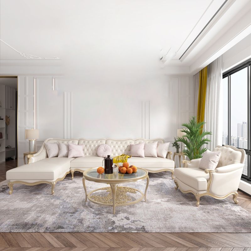 Traditional Genuine Leather Sectional Tufted Back Sloped Arm Sectional Clearhalo 'furn' 'furn_sectionals' 'Furniture' 'Living Room Furniture' 'Sectionals' 1200x1200_c390eea0-1b28-4997-bd4d-96247cef887a