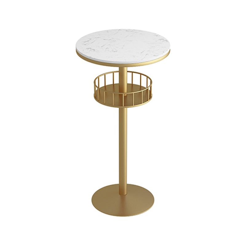 Round Shape Top Bar Table Metal Base Pub Table with Storage Shelves for Indoor Clearhalo 'Bar Furniture' 'Bar Tables' 'bar_tables' 'furn' 'furn_bar_tables' 'Furniture' 'furniture_bar_tables' 'Kitchen & Dining Furniture' 1200x1200_c392019b-2888-42fe-98e6-d2380a186c59