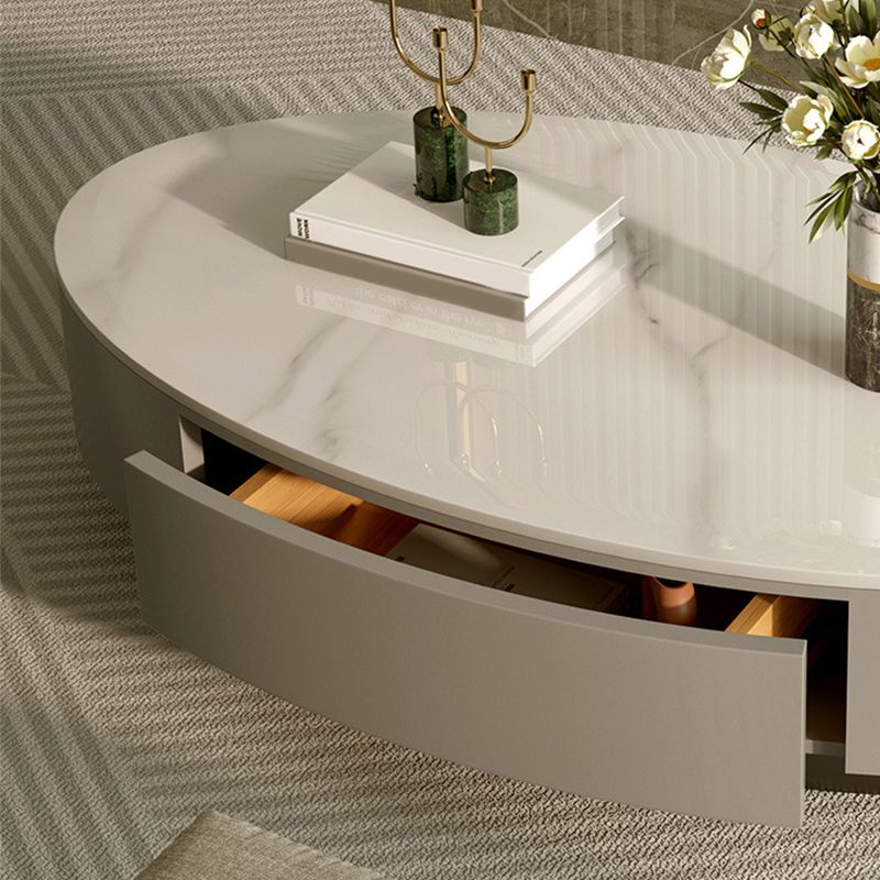 Table basse ovale en ardoise, table de cocktail avec tiroir