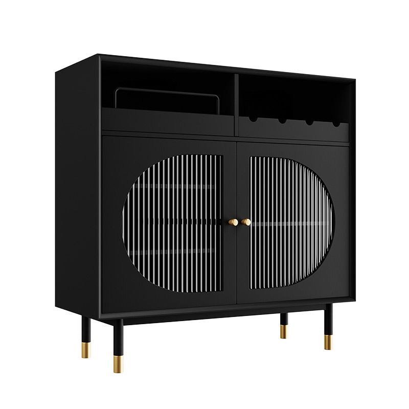 Schwarzes Sideboard aus Holz mit Tür, modernes, minimalistisches Wohnzimmer-Buffet-Sideboard