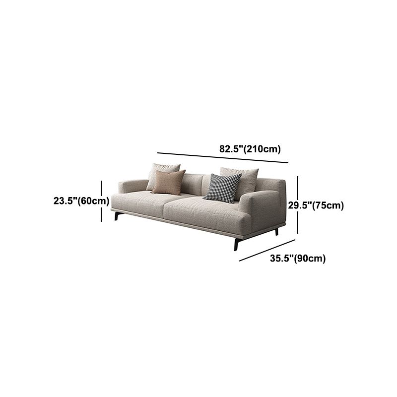 Faux Leather and Cotton Blend Recessed Arm Furniture Sectionals in Beige Clearhalo 'furn' 'furn_sectionals' 'Furniture' 'Living Room Furniture' 'Sectionals' 1200x1200_c398c37a-49dc-455f-8113-714cbfc0c9ab