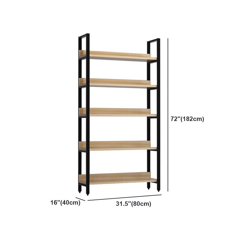 Vertical Industrial Etagere Bookshelf Steel Frame Solid Wood Shelf Bookshelf Clearhalo 'Bookcases' 'furn' 'furn_bookcases' 'Furniture' 'furniture_bookcases' 'kitchen' 'kitchen_bookcases' 'Living Room Furniture' 'Office Furniture' 1200x1200_c39cc8bb-9eac-41da-aba8-16cb3de261c8