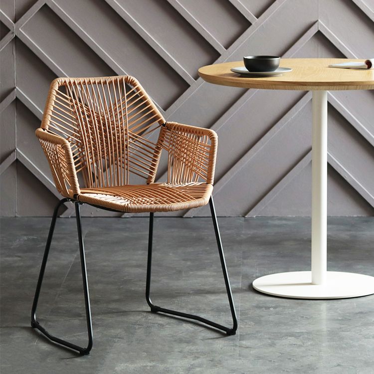 Industrial Design Open Back Dining Side Chairs Rattan Patio Dining Side Chair Clearhalo ' kitchen&dining_furn' 'Dining Chairs' 'Dining Tables & Seating' 'dining_chair' 'furn' 'furn_dining_chair' 'Furniture' 'furniture_dining_chair' 'Kitchen & Dining Furniture' 'kitchen' 1200x1200_c39cd4e3-0cbc-4562-8e52-45ccfd2638af