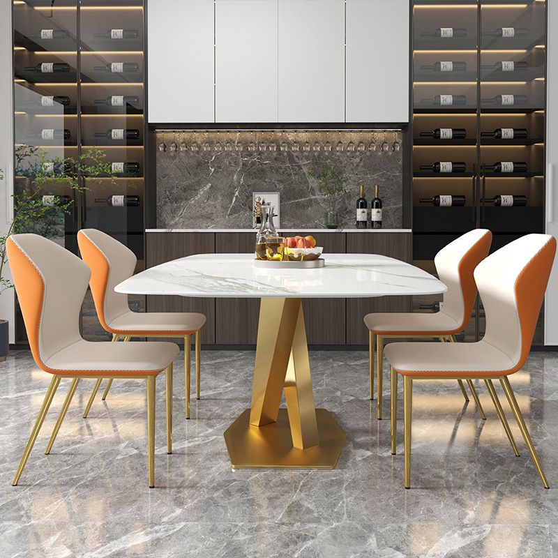 Metal Contemporary Rectangular Dining Table Sintered Stone Table with Pedestal Base Clearhalo ' dining_table' 'Dining Tables & Seating' 'Dining Tables' 'furn' 'furn_dining_table' 'Furniture' 'furniture_dining_table' 'Kitchen & Dining Furniture' 'kitchen&dining_furn' 'kitchen' 'kitchen_dining_table' 1200x1200_c39cfddf-7ae1-4890-be7f-fb2e2acab2bf