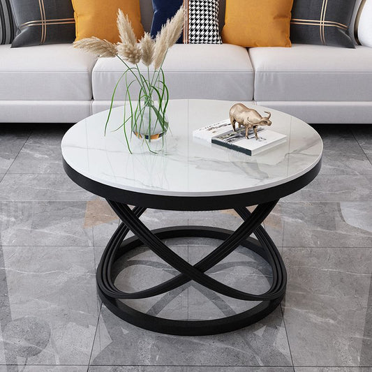Slate and Metal Single Coffee Table Frame Round Glam Coffee Table