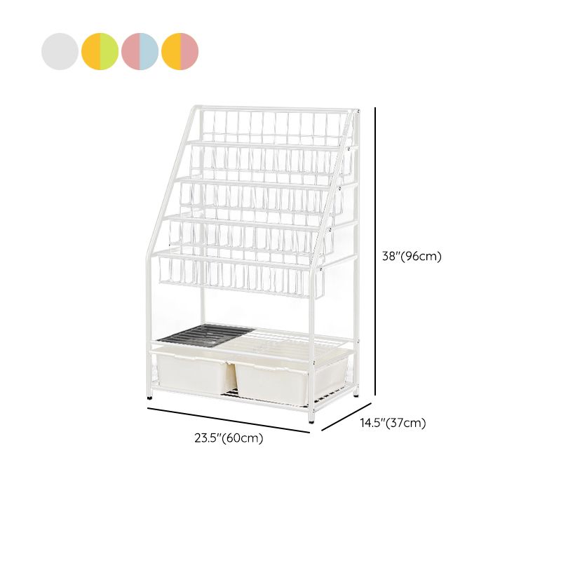 Contemporary Metal Bookshelf White Ladder Book Shelf for Home Office 14.6" Wide Clearhalo 'Bookcases' 'furn' 'furn_bookcases' 'Furniture' 'Office Furniture' 1200x1200_c39ec009-5ea3-4907-8573-b75c386467cc