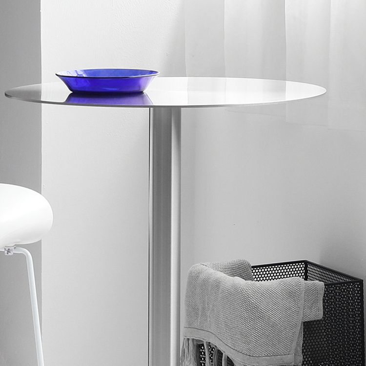 Contemporary Bar Dining Table Steel Bar Height Cocktail Table with Pedestal Base in Silver Clearhalo 'Bar Furniture' 'Bar Tables' 'bar_tables' 'furn' 'furn_bar_tables' 'Furniture' 'furniture_bar_tables' 'Kitchen & Dining Furniture' 'kitchen&dining_furn' 'kitchen' 1200x1200_c39ec9ce-ca49-49db-8c6d-5731d4675871