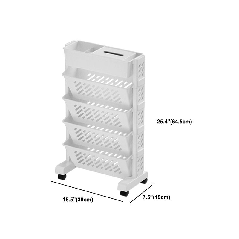 Plastic Pure White Shelf Bookcase Modern Vertical Book Shelf 7.5" Wide