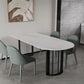 Modern White Stone Dining Table 78"L Table Sled Base Table for Home