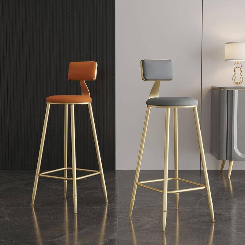 Glam Style Backrest Counter Stool Iron Kitchen Bar Stool with Velvet Cushion and Pedal Clearhalo 'Bar Furniture' 'Bar Stools' 'bar_stools' 'furn' 'furn_bar_stools' 'Furniture' 'Kitchen & Dining Furniture' 1200x1200_c39ff5af-5044-4954-8238-1c5966291ccb